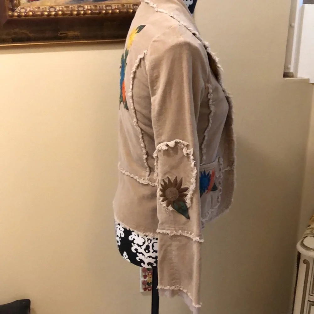 🌻Wet Seal Corduroy embroidered bohemian fringe snap close eyelet lined jacket - Picture 7 of 16